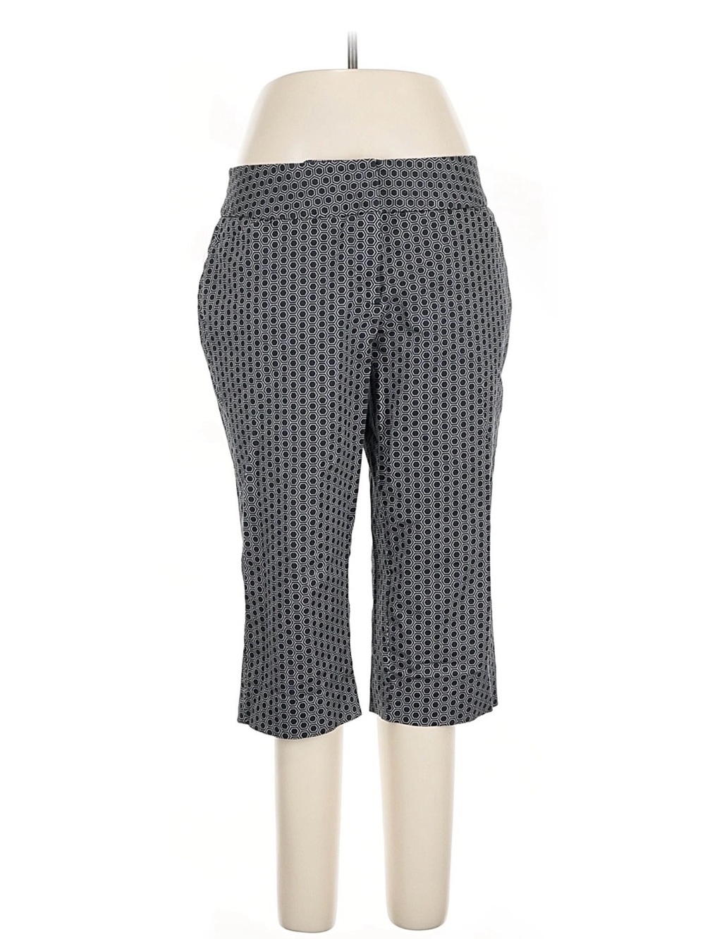 Worthington Gray/Black Geometric Pull-On Capri Pants